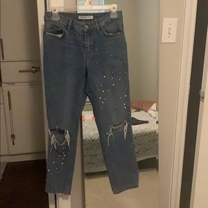 Zara boyfriend pearl jeans!